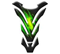 PARASERBATOIO ADESIVO RESINATO 3D CARBON SCRATCH COMPATIBILE PER MOTO HONDA KAWASAKI APRILIA DUCATI CAGIVA YAMAHA PE(N)(Green)