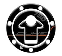 Paraserbatoio.it Adesivo effetto 3D Protezione Paraserbatoio resinato compatibile con KTM DUKE 790 THE SCALPEL - Protezione tappo - Colore Nero v2