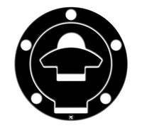 Paraserbatoio.it Protezione Adesivo Tappo Serbatoio Resinato Effetto 3D Con gonfiore compatibile con DUCATI fino al '08 Misure 104,3 x 104,3 mm Nero