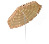 Parasol,1.8m/5.9ft Tilting Beach Parasol Natural Canopy Shelter, Hanging Umbrella Imitation Straw Easy Crank Open UPF 50+ Protection for Outdoor Garden Terrace Patio Sun Sha