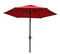Parasol,2m/6.6f Small Garden with Hand Crank,Outdoor Market Table Umbrella,6 Ribs (Red)