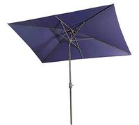 Parasol,6x6ft Outside Pool with Push Button Tilt And Crank, Square Parasol for Market Beach Garden Lawn, UV Protection Sun Shade Shelter (Dark Blue)