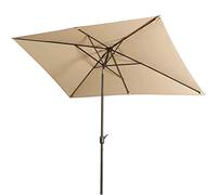 Parasol,6x6ft Outside Pool with Push Button Tilt And Crank, Square Parasol for Market Beach Garden Lawn, UV Protection Sun Shade Shelter (Beige)