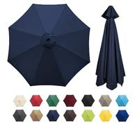 Parasol Umbrella Replacement Cover 6/8 Arms Garden Canopy Beige(Navy Blue,8 Ribs 3.0M/9.9ft)