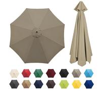 Parasol Umbrella Replacement Cover 6/8 Arms Garden Canopy Beige(Top Color,8 Ribs 3.0M/9.9ft)