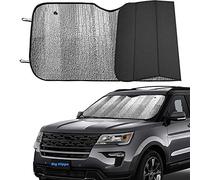 Parasole anteriore per auto con grande ippopotamo, Jumbo/Standard per mantenere il veicolo fresco raggi UV, parasole parasole - facile da usare - lati argento/neri (dimensioni: 55,16 x 69,8 cm)