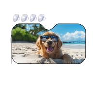 Parasole Auto Golden Retriever Dog Love On The Summer Beach Coprisole Protezione UV Copri Parabrezza Anti-Calore Copertura Parabrezza per Generale Autocarri SUV M