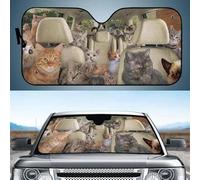Parasole Auto Parabrezza Anti-UV Copri Parabrezza per Car Pieghevole Copri Vetro Car Universale per Estate Camion SUV Passeggeri Gatto Stampati, Adorabili Passeggeri Gatto in Un Taxi M