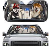 Parasole Auto Parabrezza Impermeabile Copri Parabrezza per Car Anti-UV Copri Vetro Car Universale per SUV Camion Estate Famiglia di Shiba Inu Che Indossa Cappelli E Fascia alla Guida M