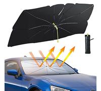 Parasole Auto Parabrezza Interno, CompraFun Ombrello Parasole per Auto 140 x 75 cm, Parasole Auto Pieghevole Protezione UV e Isolamento Termico, per la Maggior Parte delle Auto, SUV, Camion