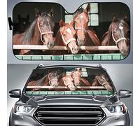 Parasole Auto Parabrezza Pieghevole Copri Parabrezza per Car Anti-UV Parasole per Auto Universale per SUV Camion Estate Cavalli nella Stalla Giornata di Sole Bellissimi Animali L