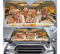 Parasole Auto Parabrezza Pieghevole Copri Parabrezza per Car Anti-UV Parasole per Auto Universale per SUV Estate Camion Famiglia di Dogue De Bordeaux Che Guida Le Foglie Autunnali L