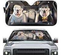 Parasole Auto Parabrezza Portabile Parasole per Auto Pieghevole Copri Parabrezza per Car Universale per SUV Camion Estate Bulldog con Occhiali Neri sulla Strada M