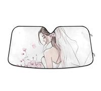 Parasole Auto Pretty Bride Girl with Pink Flower Copertura Parabrezza Pieghevole Coprisole Auto Portabile Copri Parabrezza per Interno Travel Camion M