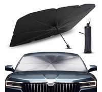 Parasole Auto Protezione Solare Anteriore per SUV e Camion Parasole per Auto Ombrello Parasol Macchina 140x80cm Resistente ai Raggi UV Ombrello per auto con asse rotante 360° e Rivestimento in Titani