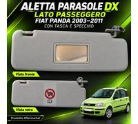 Parasole con specchio e tasca Fiat Panda 2004-2011 destro grigio lato passeggero