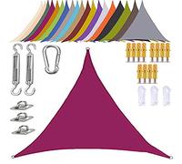 Parasole impermeabile per esterni, 4 x 4 m, protezione UV, baldacchino triangolare per giardino e balcone, colore rosso rosa, con kit di fissaggio, soluzione fresca per le giornate calde