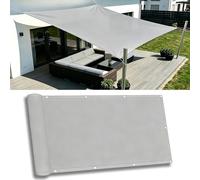 Parasole impermeabile per esterni, 7 x 8 m, resistente ai raggi UV, per giardino, balcone, terrazza, telone grigio chiaro con occhielli per una facile installazione