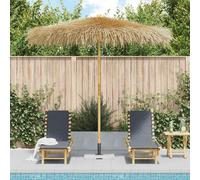 vidaXL Ombrellone da Giardino Sistema a Puleggia Singola Tenda Protezione Sole UV Ombra Parasole Colore Naturale in Bambù con Foglie di Banano 210 cm