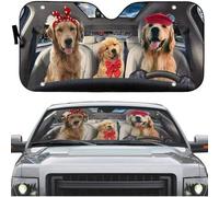 Parasole per Auto Anti-UV Parasole Auto Parabrezza Pieghevole Copri Parabrezza per Car Universale per Estate Camion SUV Famiglia di Cani Golden Retriever Va A Fare Un Picnic in Auto M