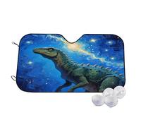 Parasole per auto con motivo dinosauro sotto il vento della galassia, parasole pieghevole per veicoli, 27,5×51,2 pollici