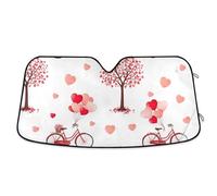 Parasole per auto, pieghevole, con albero a forma di cuore, per la maggior parte dei veicoli, 140 x 60 cm