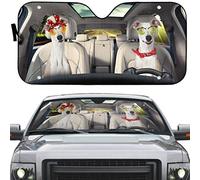 Parasole per Auto Pieghevole Copri Parabrezza per Car Impermeabile Copri Vetro Car Universale per Estate Camion SUV Whippet Dog Cani Felici sulla Strada Guida M