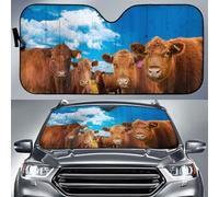 Parasole per Auto Pieghevole Parasole Auto Parabrezza Anti-UV Copri Parabrezza per Car Universale per Estate Camion SUV Famiglia di Bovini Red Angus Blue Sky L