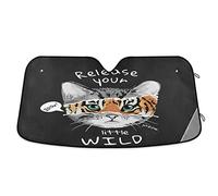Parasole per Auto Portabile Copri Vetro Car Impermeabile Copri Parabrezza per Car Universale per Estate Camion SUV Libera Il Tuo Piccolo Selvaggio - Gatto Tigre Faccia Nera M