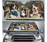 Parasole per Auto Portabile Copri Vetro Car Pieghevole Copri Parabrezza per Car Universale per SUV Estate Camion Divertente Cane da Montagna Bernese alla Guida Che Affronta La Mano Sinistra L