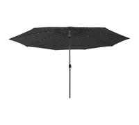 Parasole per balcone, protezione da sguardi indiscreti, da giardino, con illuminazione a LED, 400 cm, nero, per terrazze, campeggio, case vacanze