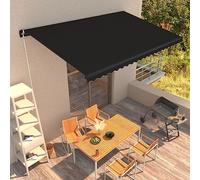 Parasole per balcone, tenda da sole retrattile, funzionamento a mano, 450 x 300 cm, antracite, ideale per la casa, il balcone e la terrazza