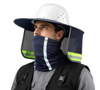 Parasole per casco con striscia riflettente per il collo, ad alta visibilità, in rete | Casco rigido a tesa intera per lavori estivi, ciclismo, giardinaggio