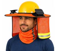 Parasole Per Casco Con Ventola Solare E Protezione Per Il Collo, Visiera A Tesa Larga Rinfrescante Con Banda Riflettente Ad Alta Visibilità, Per Casco Con Protezione UVs(Orange)