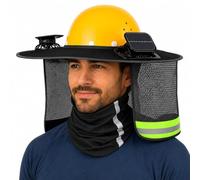 Parasole Per Casco Con Ventola Solare E Protezione Per Il Collo, Visiera A Tesa Larga Rinfrescante Con Banda Riflettente Ad Alta Visibilità, Per Casco Con Protezione UVs(Nero)