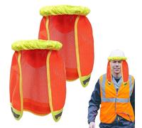 Parasole per casco protettivo, 48 x 31 cm, copertura in rete di seta, protezione per casco ben visibile con striscia riflettente, protezione per il collo regolabile per lavori in edilizia e