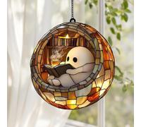 Parasole per finestra, acchiappasole per finestra, scacciapensieri | design raccapricciante libro | cartello fantasma di Halloween, arte arcobaleno, decorazione estetica, acchiappasole per finestra (D