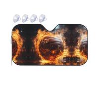 Parasole per parabrezza anteriore con motivo a pallacanestro sul fuoco e con fiamma d'acqua, raffreddamento rapido in auto in estate, adatto per auto, camion, ecc.