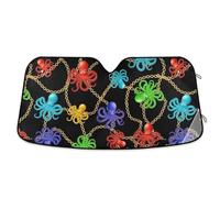 Parasole per parabrezza anteriore per auto, con polpi, colore nero, mantiene fresco il tuo veicolo, 149 x 60 cm