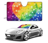 Parasole per parabrezza auto colorato arcobaleno Love Heart mantiene fresco l'interno dell'auto 139,7 x 76,2 cm, parasole pieghevole per finestrino anteriore, scudo termico per SUV, camion, blocca i