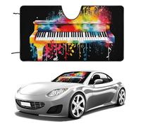 Parasole per parabrezza auto colorato per tastiera pianoforte note musicali mantiene fresco l'interno dell'auto 129,5 x 71,1 cm, parasole pieghevole per parabrezza, scudo termico per SUV, camion