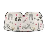 Parasole per parabrezza auto con cuore rosa vintage beige UV e riflettore di calore per mantenere il veicolo fresco 55 × 27,6 cm