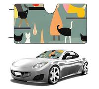 Parasole per parabrezza auto con gatti di arte moderna Mid-Century, mantiene fresco l'interno dell'auto, 139,7 x 76,2 cm, parasole pieghevole per finestrino anteriore, scudo termico per SUV, camion