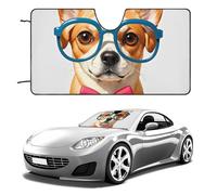 Parasole per parabrezza auto con morbido papillon per animali domestici, per mantenere fresco l'interno dell'auto, 129,5 x 71,1 cm, parasole pieghevole per finestrino anteriore, scudo termico per SUV
