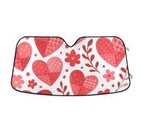 Parasole per parabrezza auto con motivo floreale a forma di cuore rosso con riflettore UV e calore per mantenere il veicolo fresco, 53 × 23,5 cm