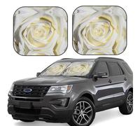 Parasole per parabrezza auto, con rosa bianca, pieghevole, parasole per auto, offre una protezione completa e mantiene il fresco con gli interni dell'auto e SUV