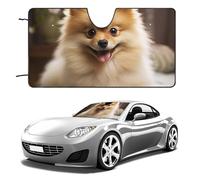 Parasole per parabrezza auto, con simpatico cane Pomerania, mantiene fresco l'interno dell'auto, 139,7 x 76,2 cm, parasole pieghevole per finestrino anteriore, scudo termico per SUV, camion, blocca i