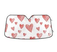 Parasole per parabrezza auto con stampa a cuore rosso e bianco, per mantenere fresco il tuo veicolo, 147 x 80 cm