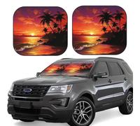 Parasole per parabrezza auto con tramonto tropicale sul mare, 2 pezzi, pieghevoli, parasole per finestrini anteriori dell'auto, universali, adatti per la maggior parte delle auto, berline, camion, SUV