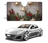 Parasole per parabrezza auto, motivo: albero di Natale e campane, mantiene fresco l'interno dell'auto, 129,5 x 71,1 cm, parasole pieghevole per finestrino anteriore, scudo termico per SUV, camion